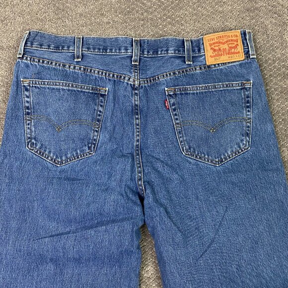 Levi's 505 Regular Fit Straight Leg Jeans Men's 40 x 32 Fits 40 x 30 Blue Cotton - Picture 4 of 13